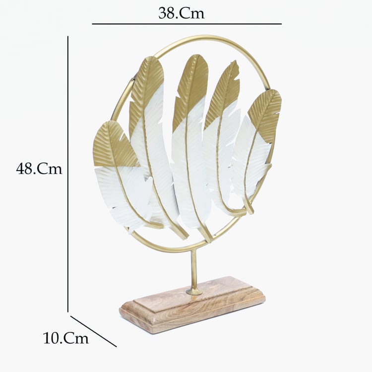 VEDAS Mystical Indiana Metal Feather Table Accent