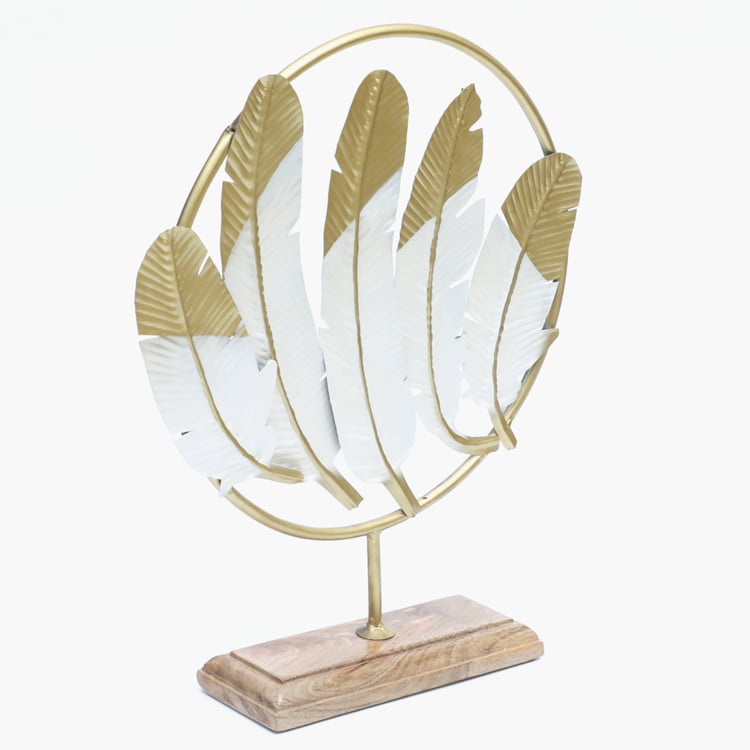 VEDAS Mystical Indiana Metal Feather Table Accent