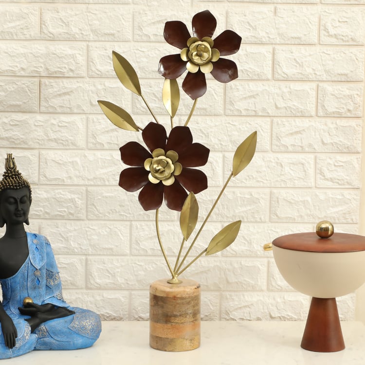 VEDAS Mystical Indiana Metal Bustle Flower Table Accent
