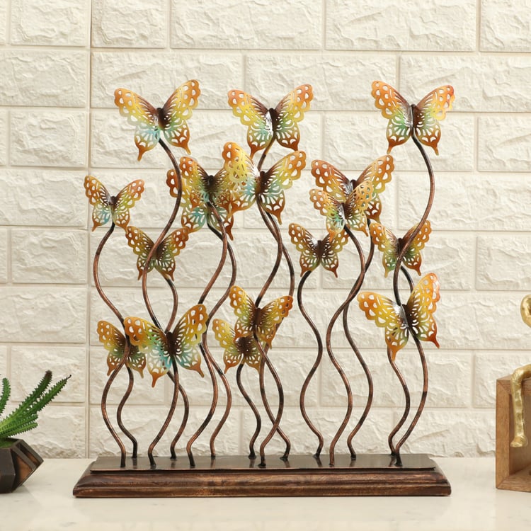 VEDAS Mystical Indiana Metal Cluster Butterflies Table Accent