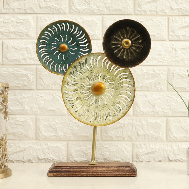 VEDAS Mystical Indiana Metal Circle Table Accent
