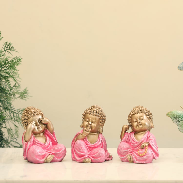 VEDAS Mystical Indiana Stella Set of 3 Polyresin Monk Figurines