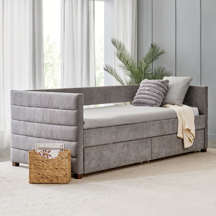 Neil Fabric Day Bed with Drawers - Greige