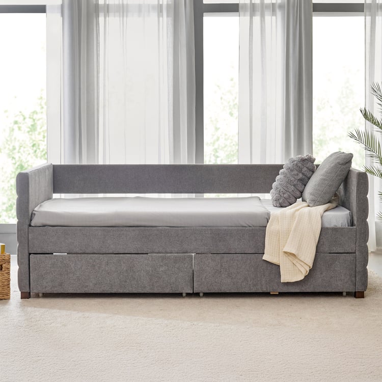 Neil Fabric Day Bed with Drawers - Greige