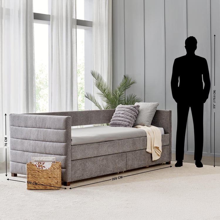 Neil Fabric Day Bed with Drawers - Greige