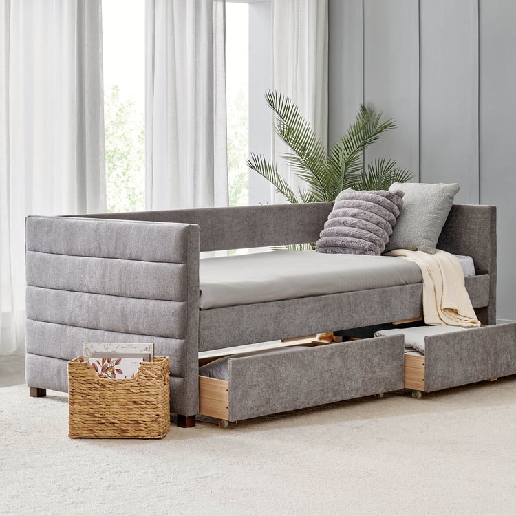 Neil Fabric Day Bed with Drawers - Greige