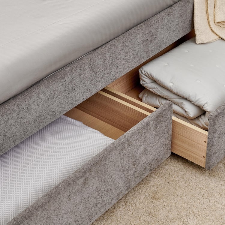 Neil Fabric Day Bed with Drawers - Greige