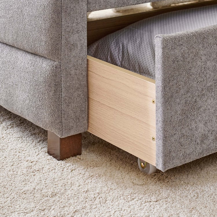 Neil Fabric Day Bed with Drawers - Greige