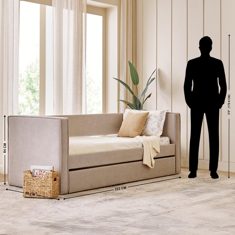 Hive Fabric Day Bed with Trundle - Beige