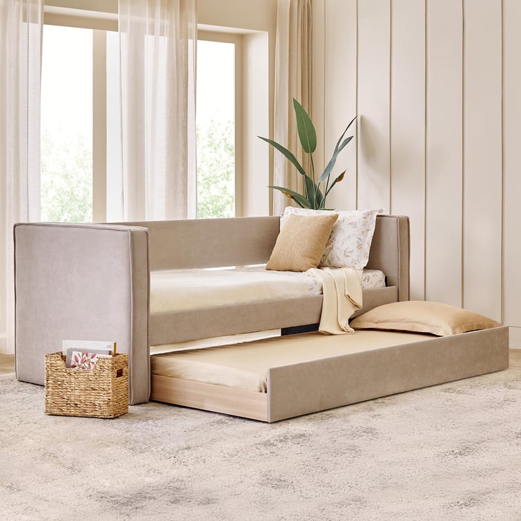 Hive Fabric Day Bed with Trundle - Beige