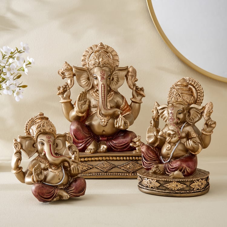 Corsica Alpana Polyresin Sitting Ganesha Figurine