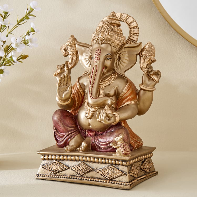 Corsica Alpana Polyresin Sitting Ganesha Figurine