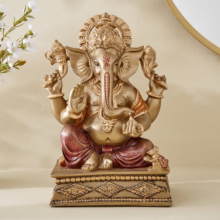 Corsica Alpana Polyresin Sitting Ganesha Figurine