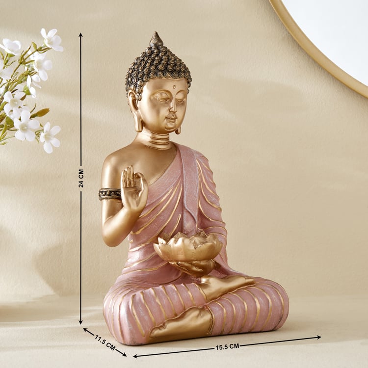 Corsica Alpana Polyresin Sitting Buddha Figurine with T-Light Holder