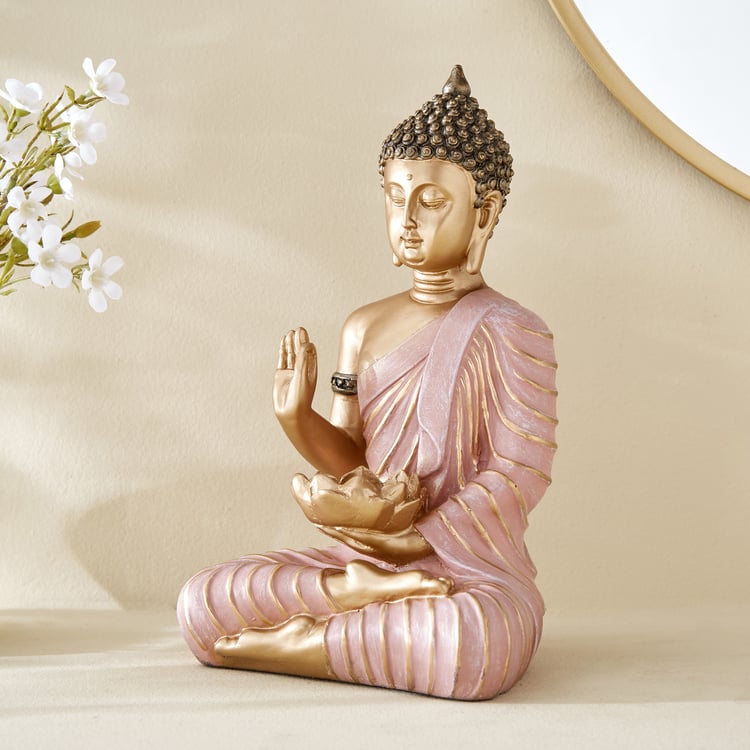 Corsica Alpana Polyresin Sitting Buddha Figurine with T-Light Holder