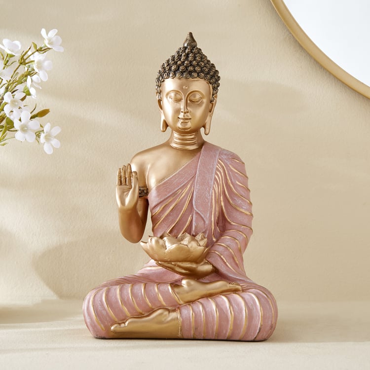 Corsica Alpana Polyresin Sitting Buddha Figurine with T-Light Holder