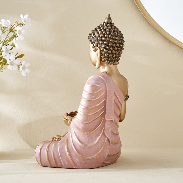 Corsica Alpana Polyresin Sitting Buddha Figurine with T-Light Holder