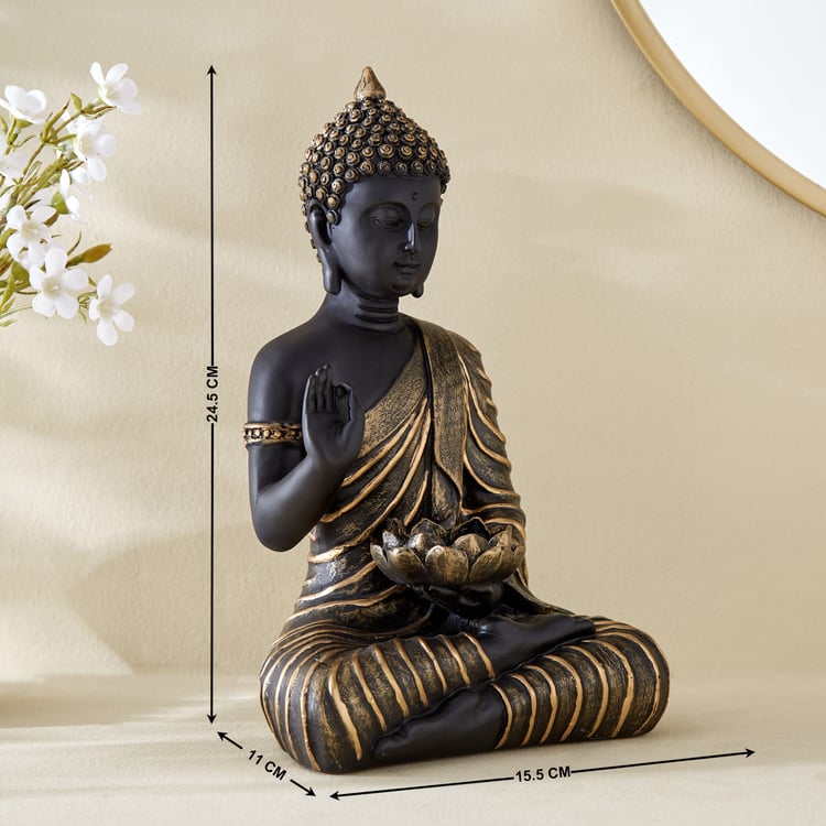 Corsica Alpana Polyresin Sitting Buddha Figurine with T-Light Holder