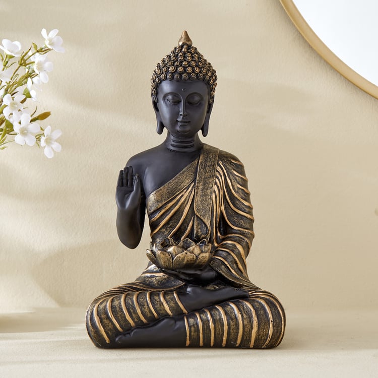 Corsica Alpana Polyresin Sitting Buddha Figurine with T-Light Holder