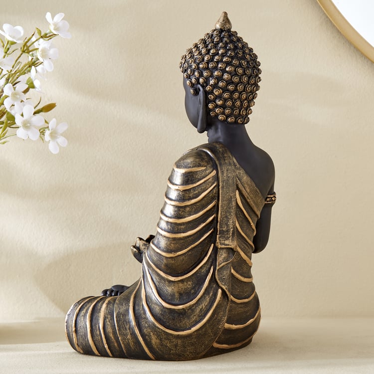 Corsica Alpana Polyresin Sitting Buddha Figurine with T-Light Holder