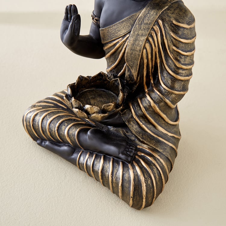 Corsica Alpana Polyresin Sitting Buddha Figurine with T-Light Holder