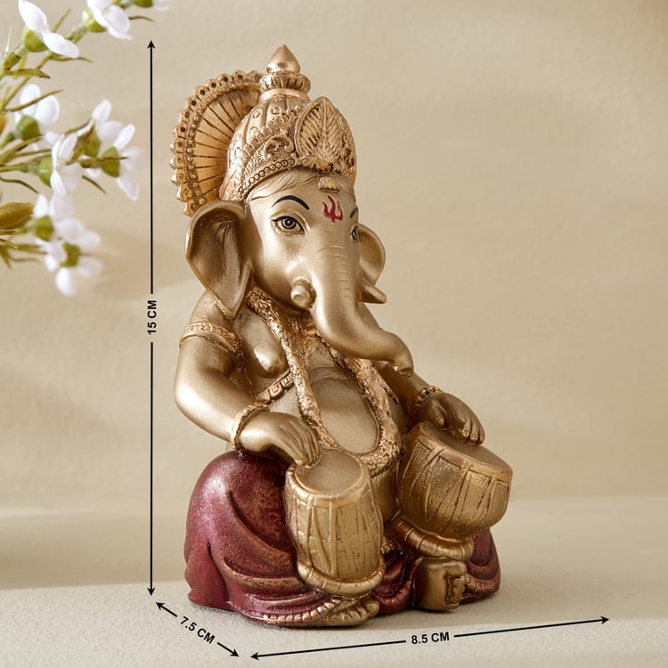 Corsica Tranquil Polyresin Sitting Ganesha with Dhols Figurine