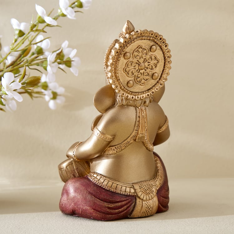 Corsica Tranquil Polyresin Sitting Ganesha with Dhols Figurine