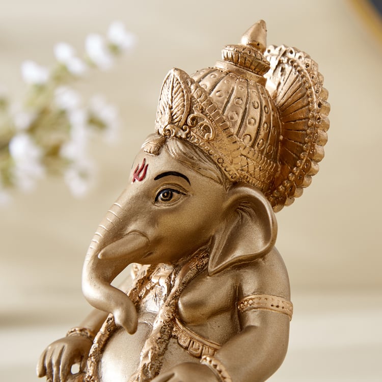 Corsica Tranquil Polyresin Sitting Ganesha with Dhols Figurine