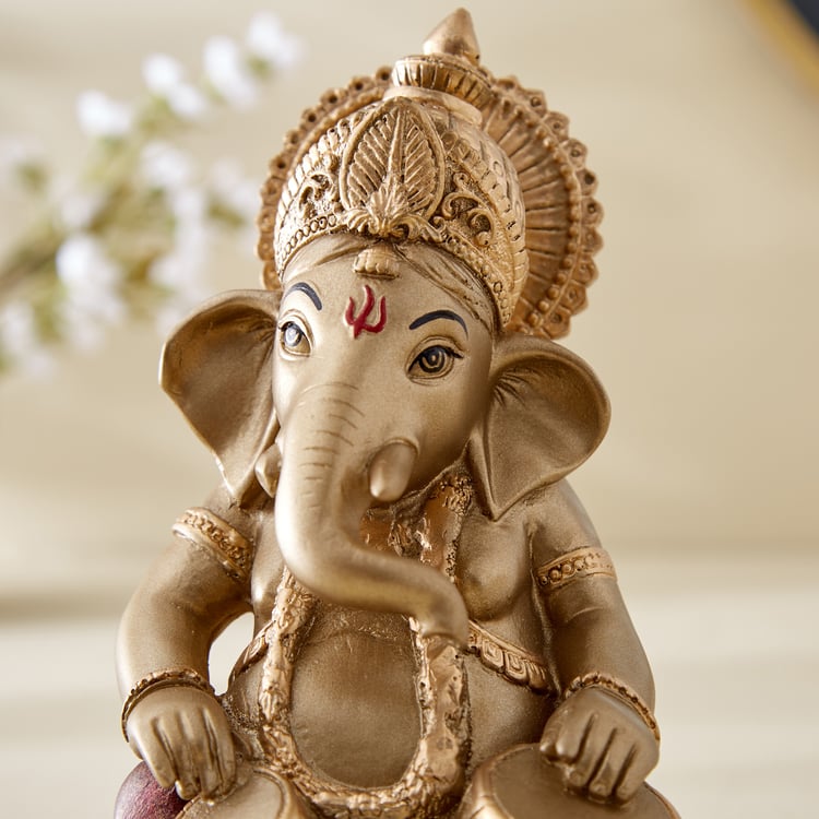 Corsica Tranquil Polyresin Sitting Ganesha with Dhols Figurine