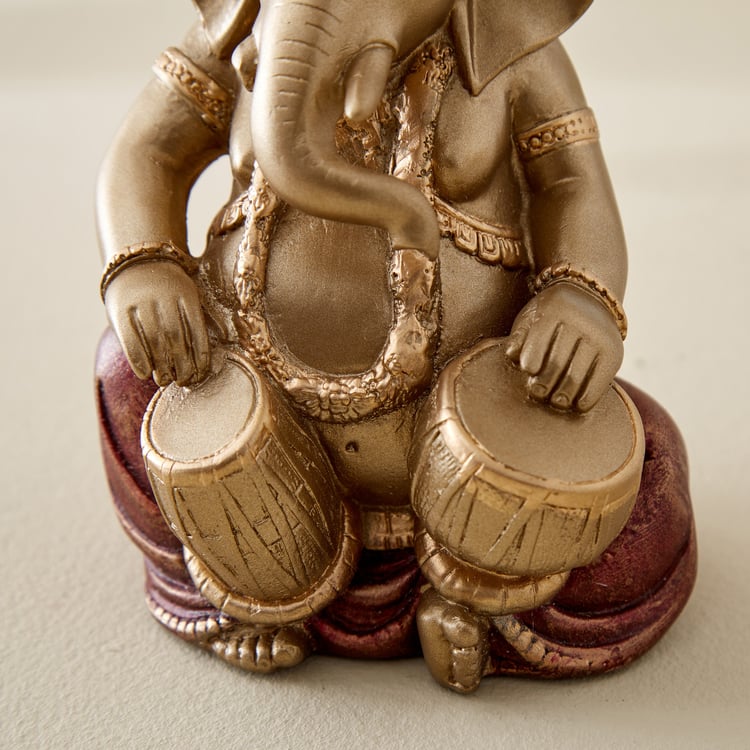 Corsica Tranquil Polyresin Sitting Ganesha with Dhols Figurine