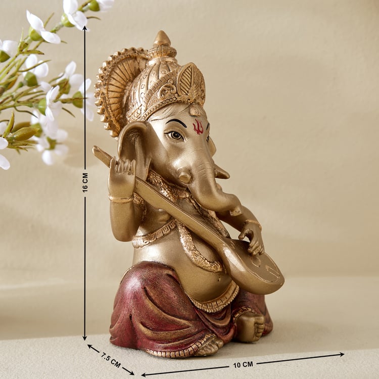 Corsica Tranquil Polyresin Sitting Ganesha with Sitar Figurine