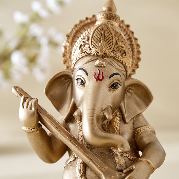 Corsica Tranquil Polyresin Sitting Ganesha with Sitar Figurine