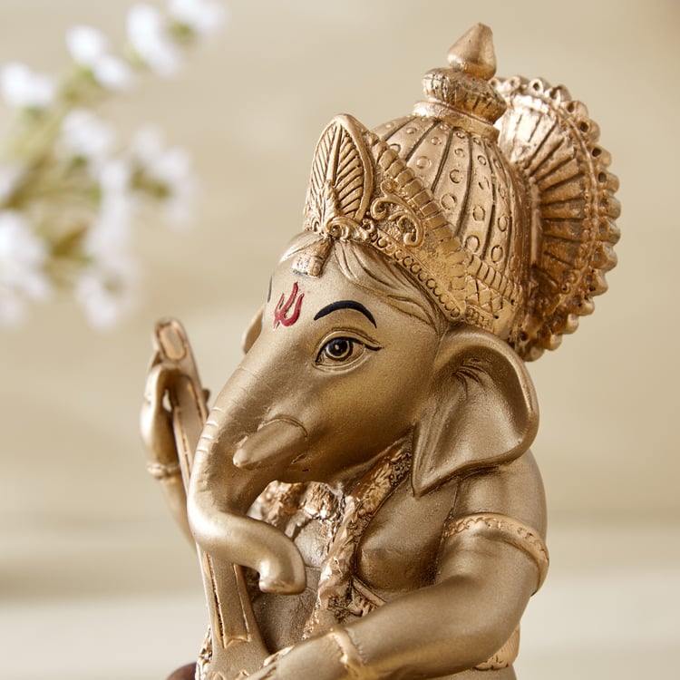 Corsica Tranquil Polyresin Sitting Ganesha with Sitar Figurine