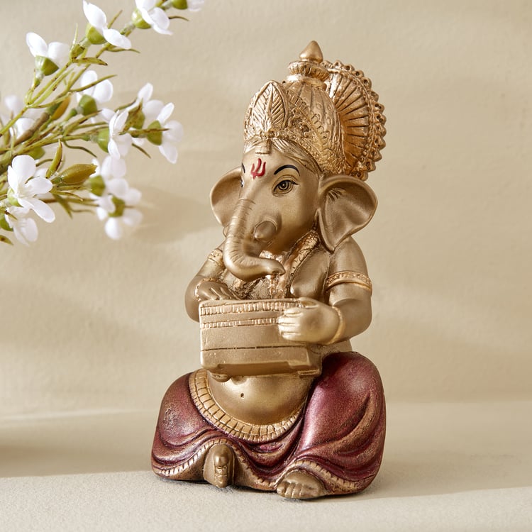 Corsica Tranquil Polyresin Sitting Ganesha with Harmonium Figurine