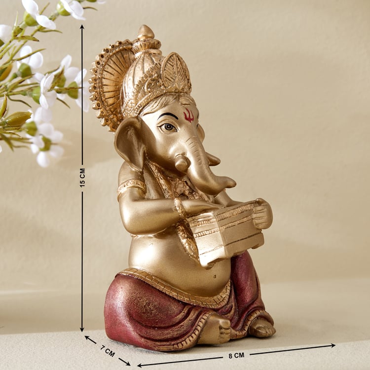 Corsica Tranquil Polyresin Sitting Ganesha with Harmonium Figurine