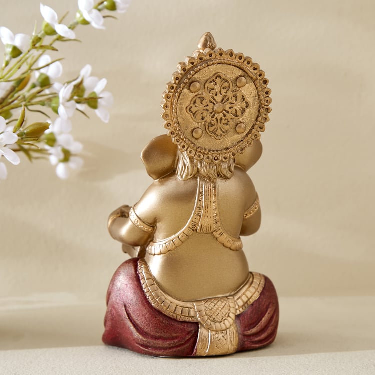 Corsica Tranquil Polyresin Sitting Ganesha with Harmonium Figurine