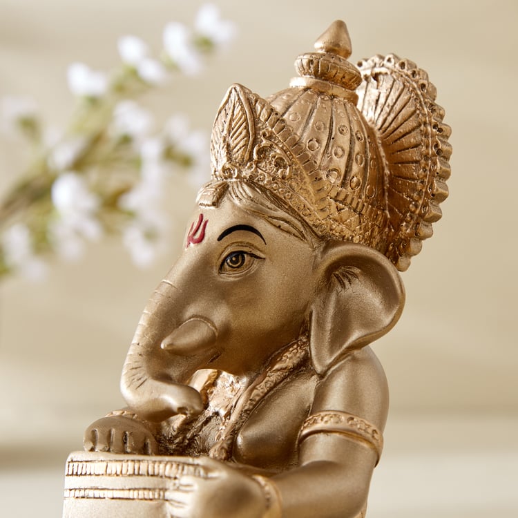 Corsica Tranquil Polyresin Sitting Ganesha with Harmonium Figurine