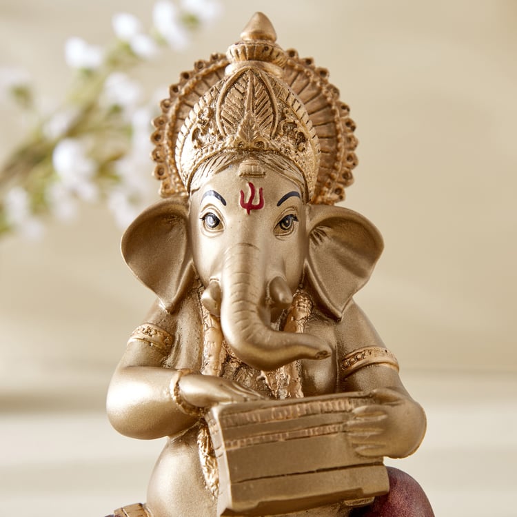 Corsica Tranquil Polyresin Sitting Ganesha with Harmonium Figurine