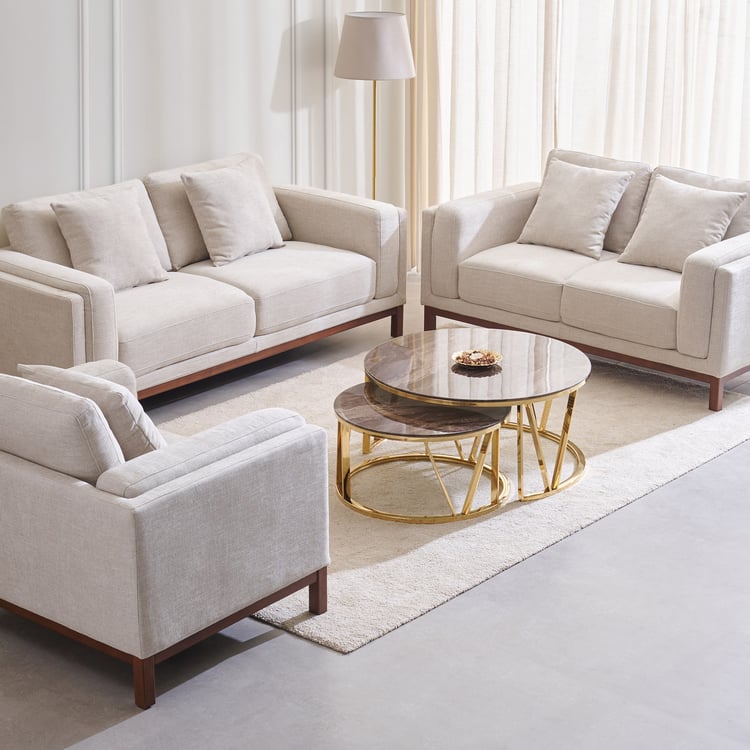 Lansbury Fabric 3+2+1 Seater Sofa Set with Cushion - Beige