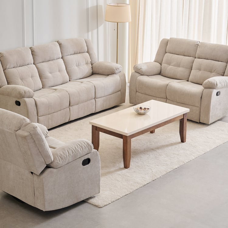 Helios Zurich Fabric 3+2+1 Seater Recliner Set - Beige