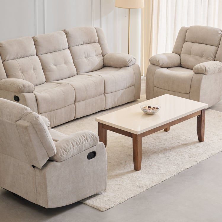 Helios Zurich Fabric 3+1+1 Seater Recliner Set - Beige