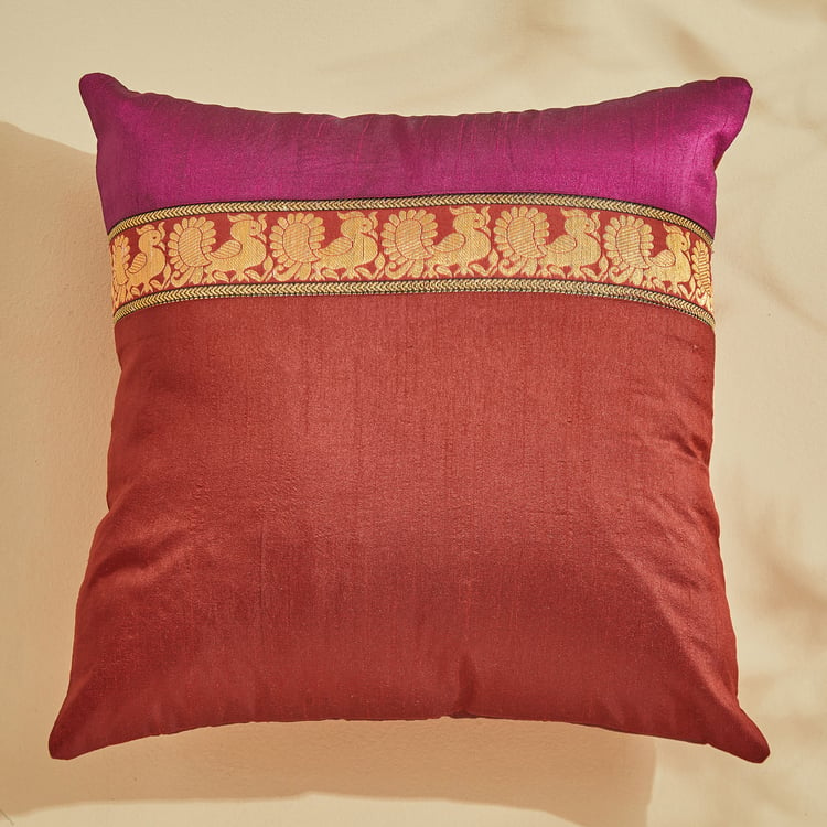 Corsica Brocade Peafoul Set of 5 Woven Cushion Covers - 40x40cm