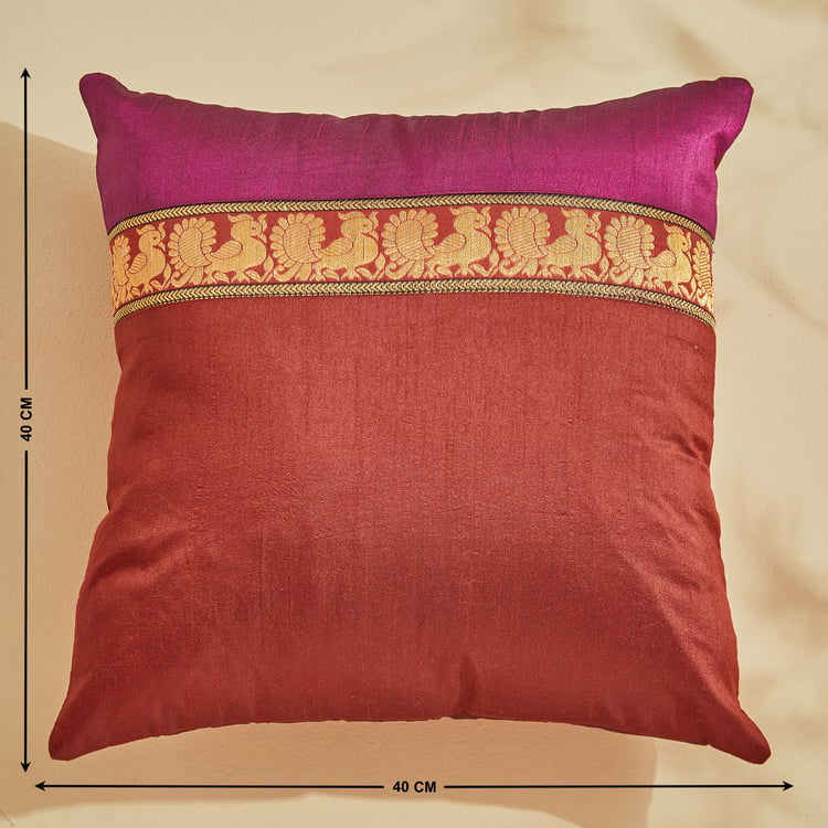 Corsica Brocade Peafoul Set of 5 Woven Cushion Covers - 40x40cm