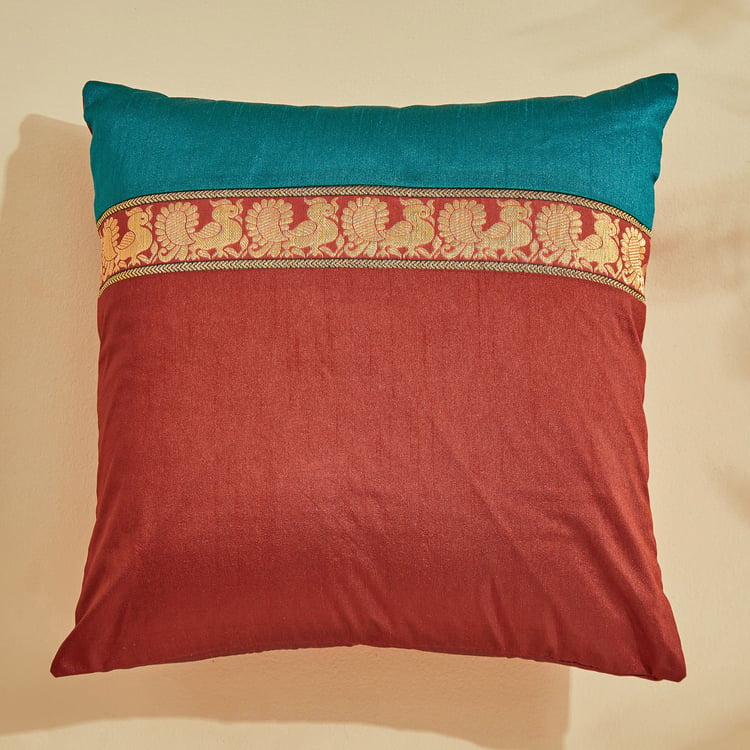 Corsica Brocade Peafoul Set of 5 Woven Cushion Covers - 40x40cm