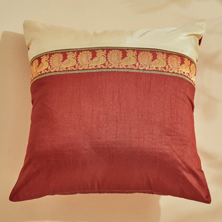 Corsica Brocade Peafoul Set of 5 Woven Cushion Covers - 40x40cm