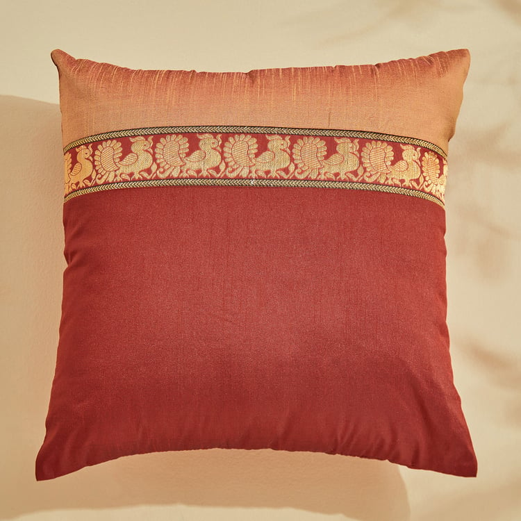 Corsica Brocade Peafoul Set of 5 Woven Cushion Covers - 40x40cm