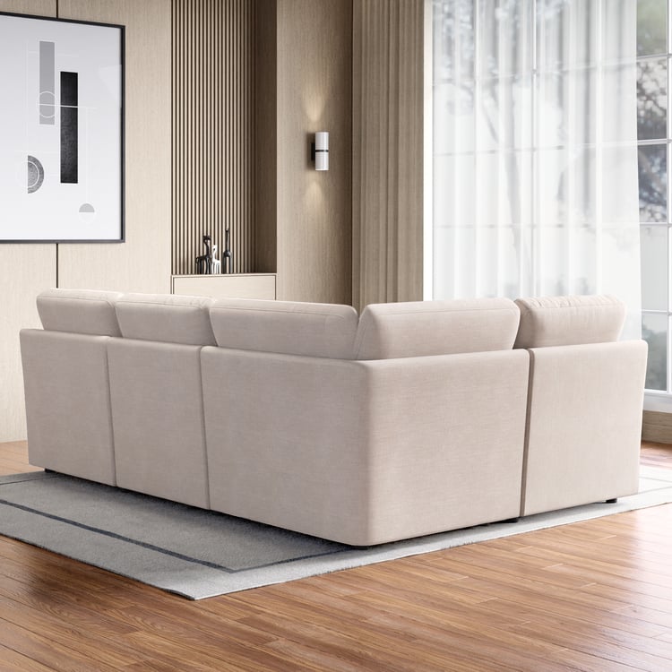 Nolan Fabric 4-Seater Corner Sofa with Ottoman - Beige