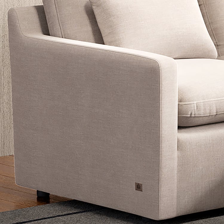 Nolan Fabric 4-Seater Corner Sofa with Ottoman - Beige