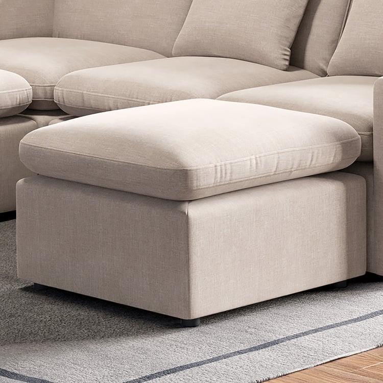 Nolan Fabric 4-Seater Corner Sofa with Ottoman - Beige