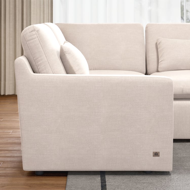 Nolan Fabric 4-Seater Corner Sofa with Ottoman - Beige